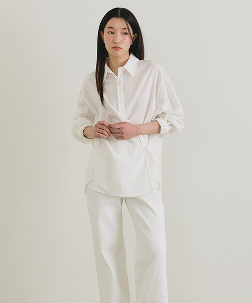 LINGSEOUL（リングソウル）の「stripe side button wrap shirt-ivory（シャツ/ブラウス・レディース・その他・FREE）」の5枚目の写真