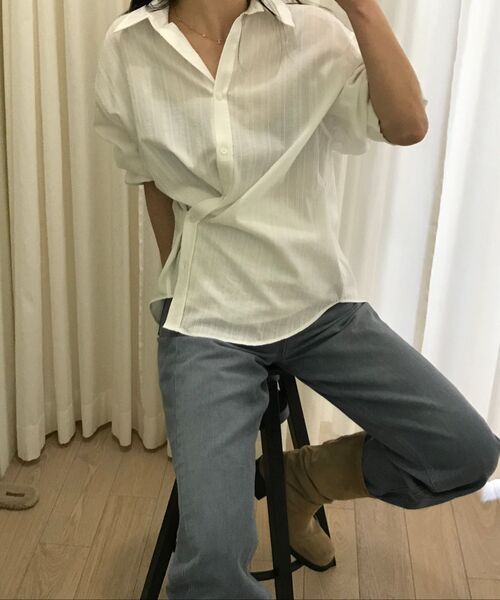 LINGSEOUL（リングソウル）の「stripe side button wrap shirt-ivory（シャツ/ブラウス・レディース・その他・FREE）」の6枚目の写真