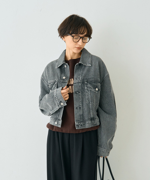 Rouge vif（ルージュヴィフ）の「【AGOLDE/エーゴールドイー】PALMER JACKET IN SPIRI ショート丈デニムジャケット（デニムジャケット・レディース・ブラック・フリー）」の13枚目の写真