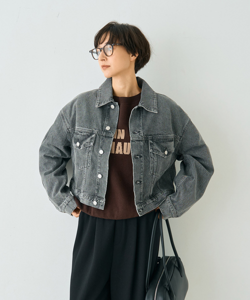 Rouge vif（ルージュヴィフ）の「【AGOLDE/エーゴールドイー】PALMER JACKET IN SPIRI ショート丈デニムジャケット（デニムジャケット・レディース・ブラック・フリー）」の14枚目の写真