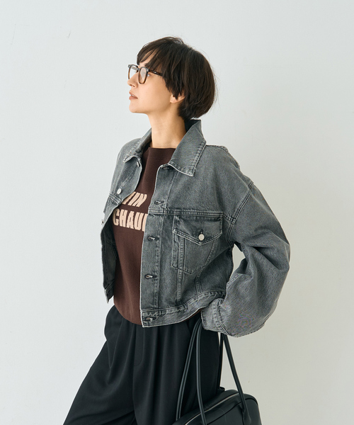 Rouge vif（ルージュヴィフ）の「【AGOLDE/エーゴールドイー】PALMER JACKET IN SPIRI ショート丈デニムジャケット（デニムジャケット・レディース・ブラック・フリー）」の16枚目の写真