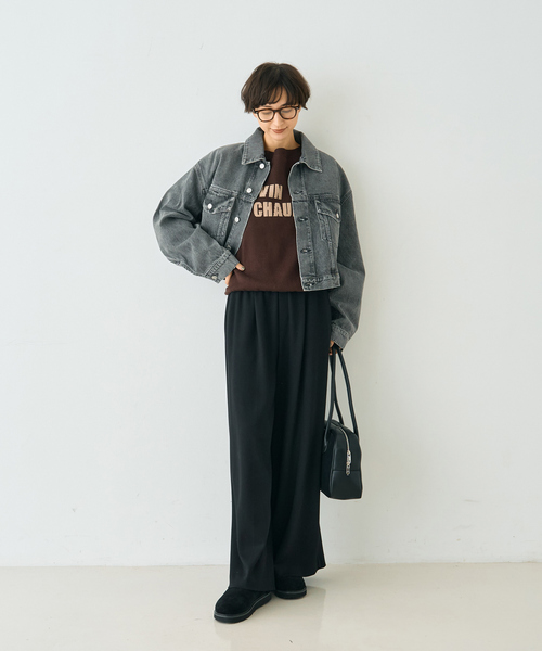 Rouge vif（ルージュヴィフ）の「【AGOLDE/エーゴールドイー】PALMER JACKET IN SPIRI ショート丈デニムジャケット（デニムジャケット・レディース・ブラック・フリー）」の2枚目の写真