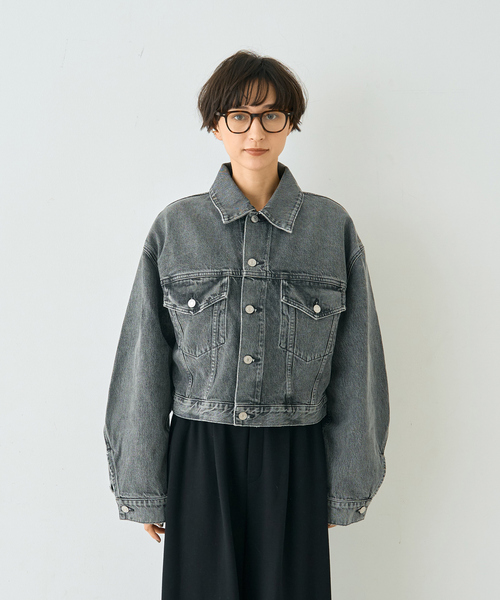 Rouge vif（ルージュヴィフ）の「【AGOLDE/エーゴールドイー】PALMER JACKET IN SPIRI ショート丈デニムジャケット（デニムジャケット・レディース・ブラック・フリー）」の20枚目の写真