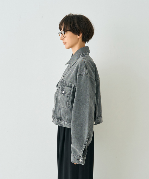 Rouge vif（ルージュヴィフ）の「【AGOLDE/エーゴールドイー】PALMER JACKET IN SPIRI ショート丈デニムジャケット（デニムジャケット・レディース・ブラック・フリー）」の21枚目の写真