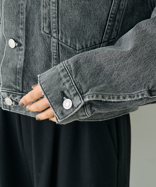 Rouge vif（ルージュヴィフ）の「【AGOLDE/エーゴールドイー】PALMER JACKET IN SPIRI ショート丈デニムジャケット（デニムジャケット・レディース・ブラック・フリー）」の11枚目の写真