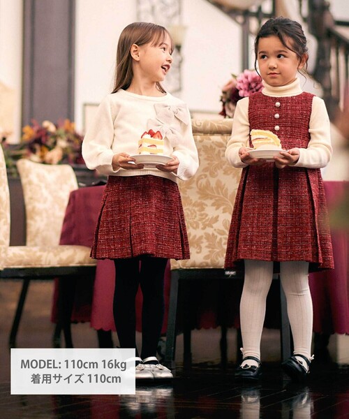 BeBe（ベベ）の「BIGリボンモチーフニットプルオーバー（ニット/セーター・キッズ・オフホワイト/ブラック・110cm/130cm/140cm/120cm/150cm/100cm）」の3枚目の写真