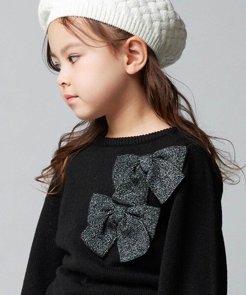 BeBe（ベベ）の「BIGリボンモチーフニットプルオーバー（ニット/セーター・キッズ・オフホワイト/ブラック・110cm/130cm/140cm/120cm/150cm/100cm）」の8枚目の写真