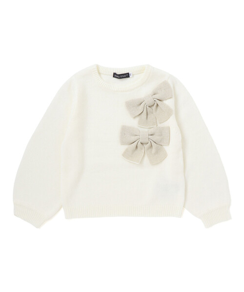BeBe（ベベ）の「BIGリボンモチーフニットプルオーバー（ニット/セーター・キッズ・オフホワイト/ブラック・110cm/130cm/140cm/120cm/150cm/100cm）」の9枚目の写真
