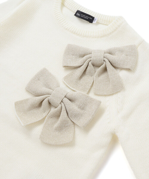 BeBe（ベベ）の「BIGリボンモチーフニットプルオーバー（ニット/セーター・キッズ・オフホワイト/ブラック・110cm/130cm/140cm/120cm/150cm/100cm）」の11枚目の写真