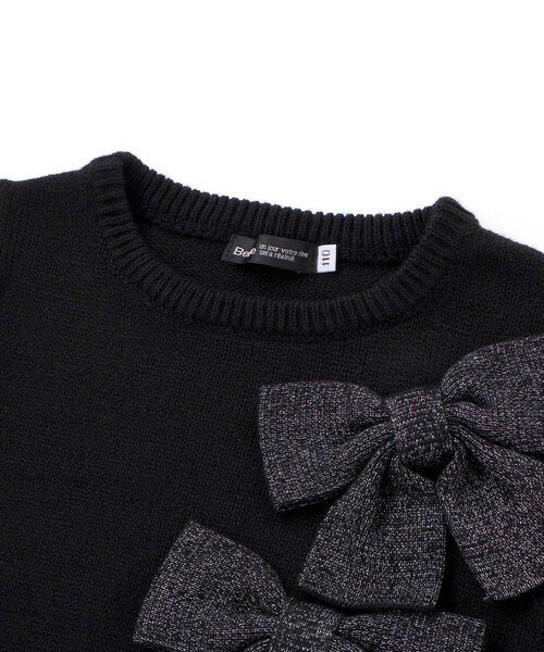 BeBe（ベベ）の「BIGリボンモチーフニットプルオーバー（ニット/セーター・キッズ・オフホワイト/ブラック・110cm/130cm/140cm/120cm/150cm/100cm）」の15枚目の写真