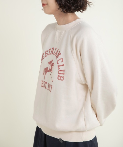 CHILD WOMAN（チャイルドウーマン）の「30/10裏毛 馬術クラブプリントスウェット（スウェット・レディース・グリーン/サックスブルー/アイボリー・FREE）」の19枚目の写真