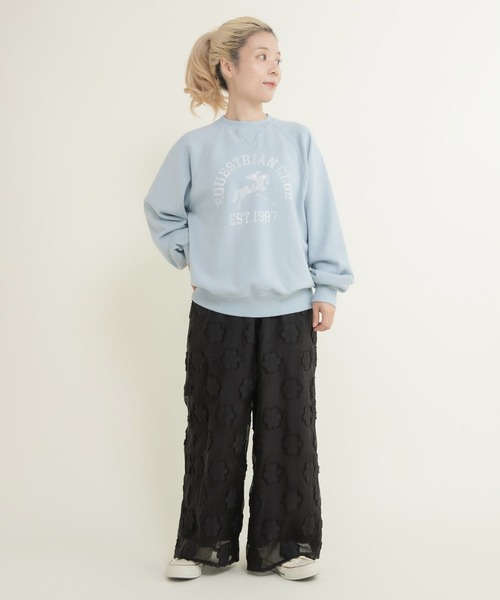 CHILD WOMAN（チャイルドウーマン）の「30/10裏毛 馬術クラブプリントスウェット（スウェット・レディース・グリーン/サックスブルー/アイボリー・FREE）」の15枚目の写真