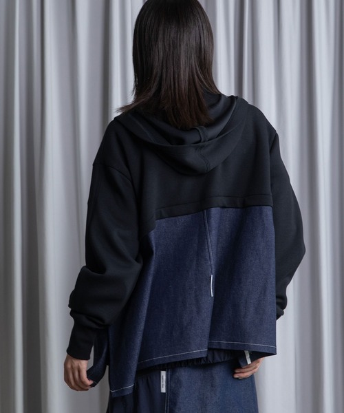 MARECHAL TERRE（マルシャルテル）の「ポケットフーディー（パーカー・レディース・ブラック/アイボリー/グレー系/ネイビー・MEDIUM）」の6枚目の写真