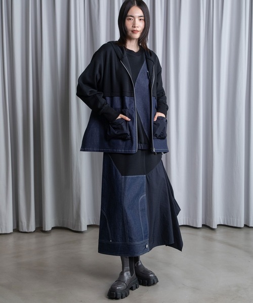 MARECHAL TERRE（マルシャルテル）の「ポケットフーディー（パーカー・レディース・ブラック/アイボリー/グレー系/ネイビー・MEDIUM）」の7枚目の写真