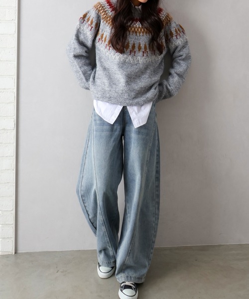 SpRay（スプレイ）の「デニムバレルパンツ（デニムパンツ・レディース・ブルー・SMALL/MEDIUM/LARGE）」の3枚目の写真