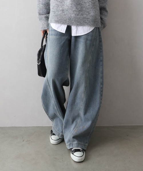 SpRay（スプレイ）の「デニムバレルパンツ（デニムパンツ・レディース・ブルー・SMALL/MEDIUM/LARGE）」の11枚目の写真