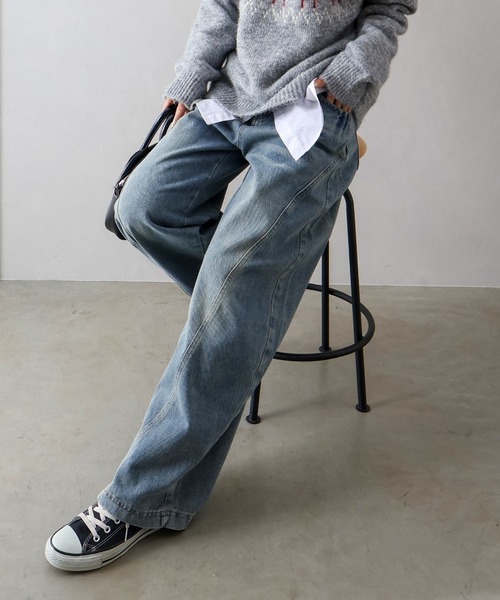 SpRay（スプレイ）の「デニムバレルパンツ（デニムパンツ・レディース・ブルー・SMALL/MEDIUM/LARGE）」の12枚目の写真