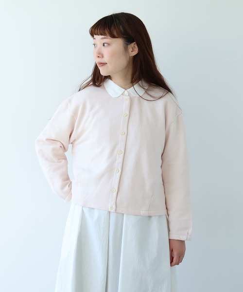 bulle de savon（ビュルデサボン）の「30/10 itsumo裏毛カーディガン（カーディガン/ボレロ・レディース・ライム/チャコールグレー/ピンク/サックスブルー・FREE）」の4枚目の写真