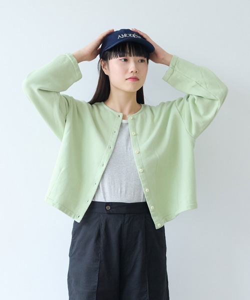 bulle de savon（ビュルデサボン）の「30/10 itsumo裏毛カーディガン（カーディガン/ボレロ・レディース・ライム/チャコールグレー/ピンク/サックスブルー・FREE）」の18枚目の写真