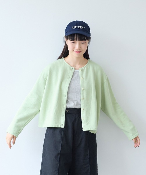 bulle de savon（ビュルデサボン）の「30/10 itsumo裏毛カーディガン（カーディガン/ボレロ・レディース・ライム/チャコールグレー/ピンク/サックスブルー・FREE）」の19枚目の写真