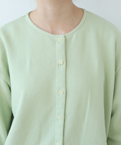 bulle de savon（ビュルデサボン）の「30/10 itsumo裏毛カーディガン（カーディガン/ボレロ・レディース・ライム/チャコールグレー/ピンク/サックスブルー・FREE）」の7枚目の写真