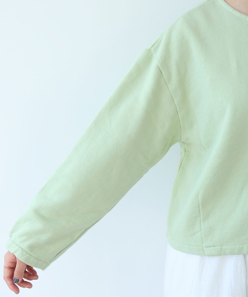 bulle de savon（ビュルデサボン）の「30/10 itsumo裏毛カーディガン（カーディガン/ボレロ・レディース・ライム/チャコールグレー/ピンク/サックスブルー・FREE）」の8枚目の写真