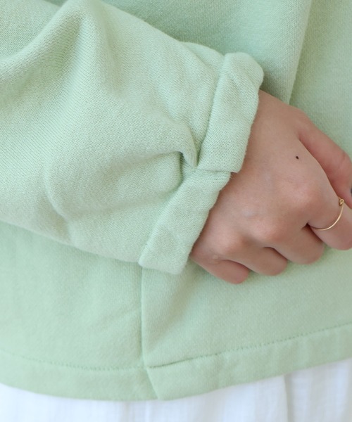 bulle de savon（ビュルデサボン）の「30/10 itsumo裏毛カーディガン（カーディガン/ボレロ・レディース・ライム/チャコールグレー/ピンク/サックスブルー・FREE）」の9枚目の写真