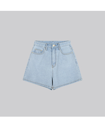 Essential cotton denim shorts_Light blue
