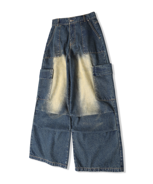 ZENDUST(ジェンダスト)の「Var Pocket Wide Denim Pants INDIGO(デニムパンツ・レディース・インディゴブルー・X-SMALL/SMALL/MEDIUM/LARGE/X-LARGE)」の4枚目の写真