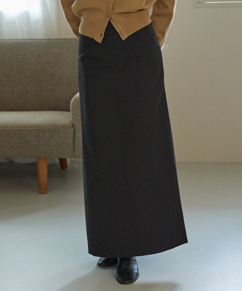 WOOL LINE SKIRT_BLACK
