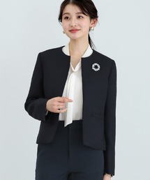 White Collection（ホワイトコレクション）の「【 セレモニーに映える 】 サイドリングツイード・カラーレスジャケット（ノーカラージャケット）」