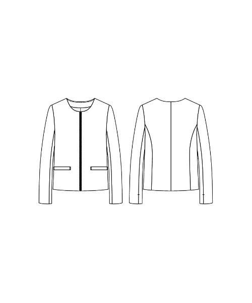 White Collection（ホワイトコレクション）の「【 セレモニーに映える 】 サイドリングツイード・カラーレスジャケット（ノーカラージャケット・レディース・オフホワイト/ネイビー・L/M/S）」の21枚目の写真