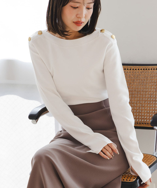 Noble（ノーブル）の「ショルダーボタンニットプルオーバー（ニット/セーター・レディース・ホワイト系その他/マルチ/ブラック・FREE）」の2枚目の写真