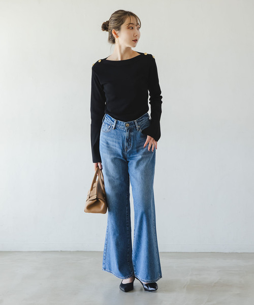 Noble（ノーブル）の「ショルダーボタンニットプルオーバー（ニット/セーター・レディース・ホワイト系その他/マルチ/ブラック・FREE）」の7枚目の写真