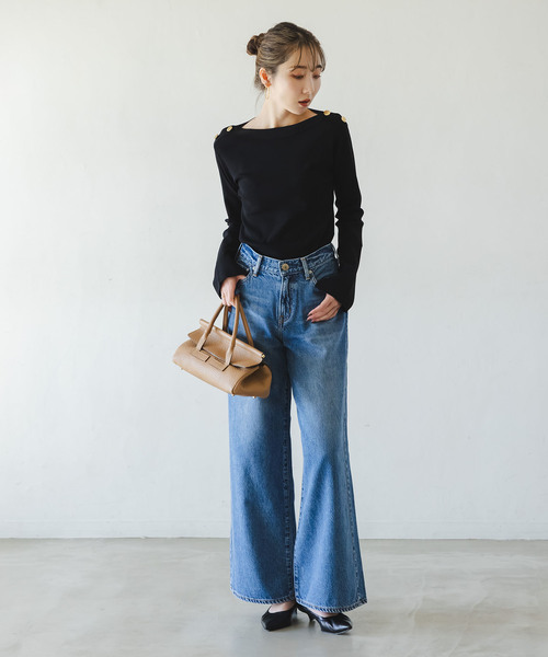 Noble（ノーブル）の「ショルダーボタンニットプルオーバー（ニット/セーター・レディース・ホワイト系その他/マルチ/ブラック・FREE）」の12枚目の写真