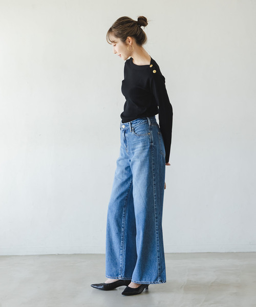 Noble（ノーブル）の「ショルダーボタンニットプルオーバー（ニット/セーター・レディース・ホワイト系その他/マルチ/ブラック・FREE）」の13枚目の写真