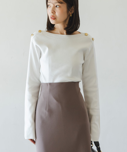 Noble（ノーブル）の「ショルダーボタンニットプルオーバー（ニット/セーター・レディース・ホワイト系その他/マルチ/ブラック・FREE）」の20枚目の写真