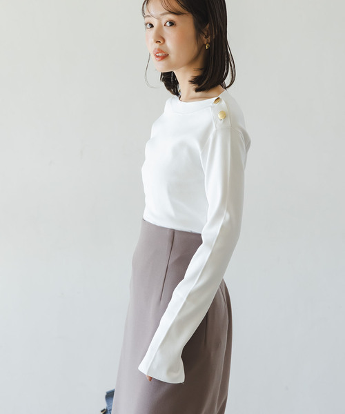 Noble（ノーブル）の「ショルダーボタンニットプルオーバー（ニット/セーター・レディース・ホワイト系その他/マルチ/ブラック・FREE）」の21枚目の写真