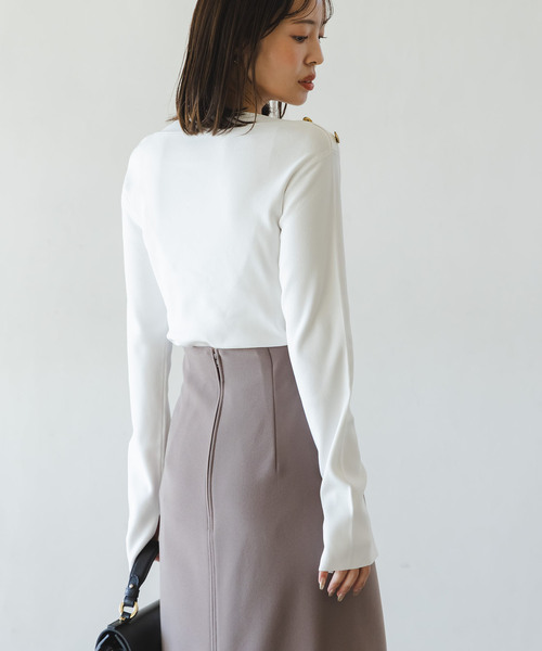 Noble（ノーブル）の「ショルダーボタンニットプルオーバー（ニット/セーター・レディース・ホワイト系その他/マルチ/ブラック・FREE）」の22枚目の写真