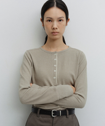 w. French Henry Neck Garment Tee (Charcoal)（Tシャツ/カットソー