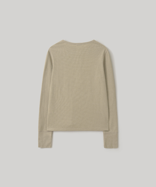 ANOTHER OFFICE WOMEN(アナザー オフィス ウーマン)の「w. Waffle Henley Shirt (Pale khaki)(Tシャツ/カットソー・レディース・その他・FREE)」の3枚目の写真