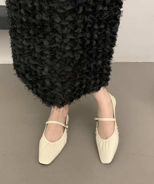 SHEPP(シープ)の「【26年春新作】フラットソールギャザーバレエシューズ(バレエシューズ・レディース・ホワイト/ブラック/シルバー・M/L)」の7枚目の写真