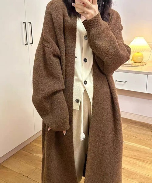 ロロピアーナ カシミヤ ロングカーディガン ダークブラウン セール】ニットロングカーディガン（カーディガン/ボレロ）｜gossip