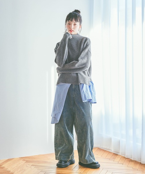 niko and...（ニコアンド）の「Wコアスパンハイネックプルオーバー（ニット/セーター・レディース・イエロー/チャコール/クリーム/ブルー・LARGE/MEDIUM）」の5枚目の写真