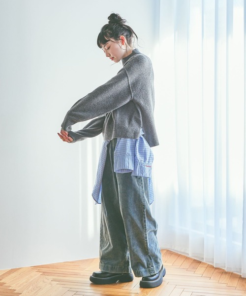 niko and...（ニコアンド）の「Wコアスパンハイネックプルオーバー（ニット/セーター・レディース・イエロー/チャコール/クリーム/ブルー・LARGE/MEDIUM）」の6枚目の写真