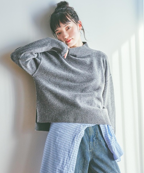 niko and...（ニコアンド）の「Wコアスパンハイネックプルオーバー（ニット/セーター・レディース・イエロー/チャコール/クリーム/ブルー・LARGE/MEDIUM）」の8枚目の写真