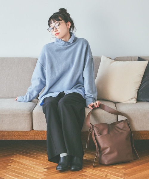 niko and...（ニコアンド）の「Wコアスパンハイネックプルオーバー（ニット/セーター・レディース・イエロー/チャコール/クリーム/ブルー・LARGE/MEDIUM）」の12枚目の写真