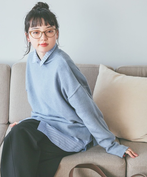 niko and...（ニコアンド）の「Wコアスパンハイネックプルオーバー（ニット/セーター・レディース・イエロー/チャコール/クリーム/ブルー・LARGE/MEDIUM）」の13枚目の写真