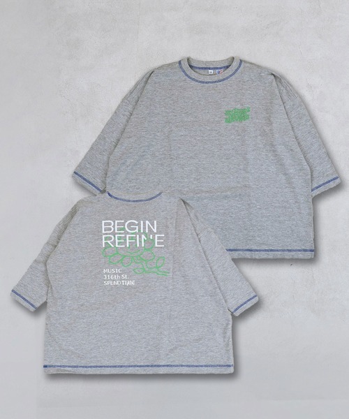 Life Support Products(ライフサポートプロダクツ)の「【COTTON from U.S.A】前後プリントビッグロンティー(Tシャツ/カットソー・キッズ・杢グレー/ホワイト/イエロー/ラベンダー・150/140/130/120/110/100/90)」の3枚目の写真