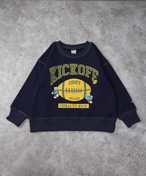 DILASH（ディラッシュ）の「フットボールプリントトレーナー（裏毛）（スウェット・キッズ・ネイビー/グレー・100/130/120/110/90/80/140）」の2枚目の写真